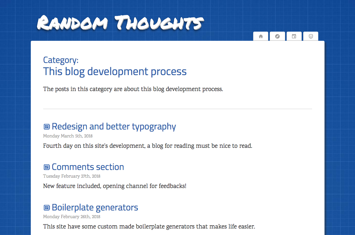 Category page of this blog's current version